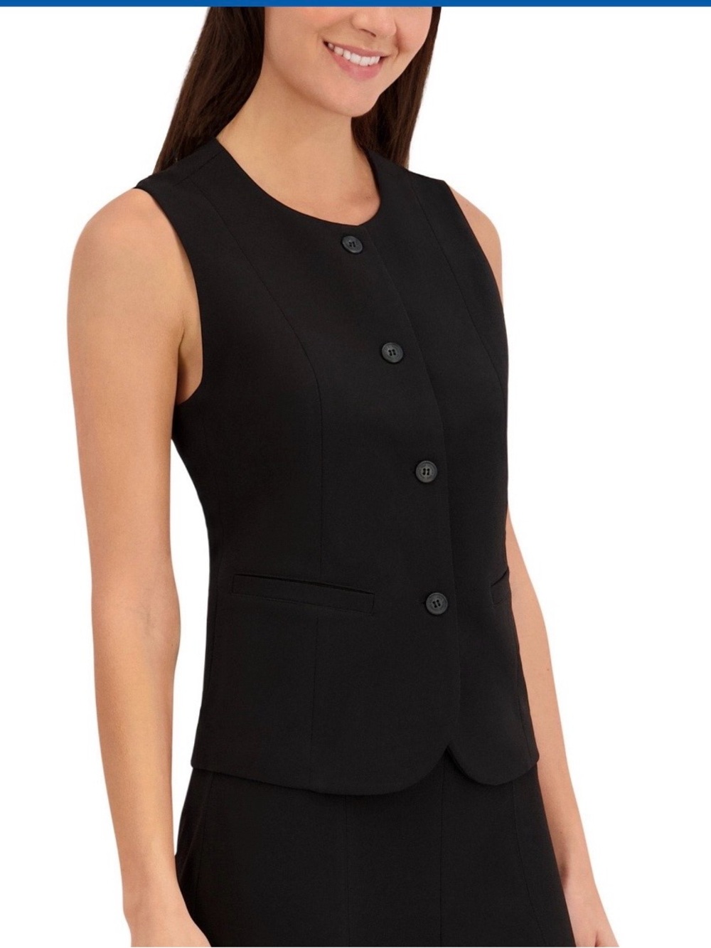 Kenneth Cole Black Sleeveless Button Front Vest